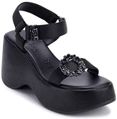 KARL LAGERFELD Damen Kl136801-blk-7 Keilsandale, Schwarz, 38 EU