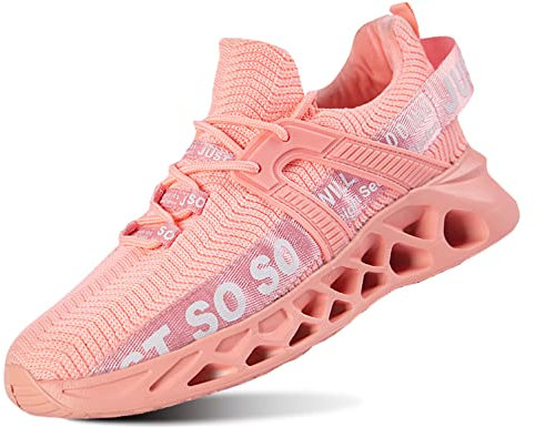 QDCFY Sneaker Damen Turnschuhe Low-Top Slip On Klassisch Canvas Schuhe Atmungsaktive Segeltuchschuhe Rosa 36EU