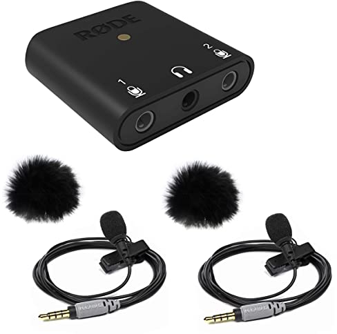Rode AI-Micro Interface + 2 micrófonos Smartlav Lavalier + 2 protectores de viento Keepdrum