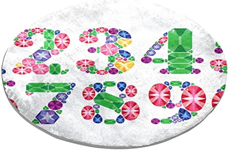Runder Teppich für Schlafzimmer, Shaggy, weiche Stuhlmatte, waschbar, Diamant-Glitzer-Zahl