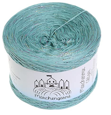 Bobbel Wolle Uni + Multicolour Glitzer 300g - 1140m 4Fach Farbverlaufsgarn Größe Strickwolle Häkeln (Jade Multicolour Glitzer)