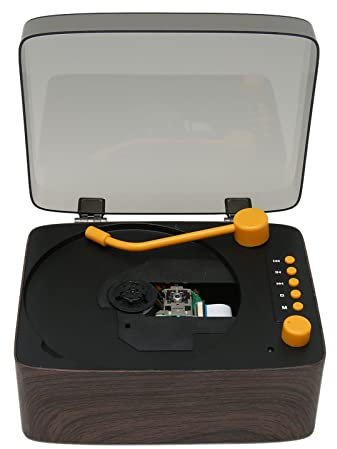 Lecteur CD Portable de Style Rétro, Lecteur D'enregistrement Bluetooth Multifonctionnel, Lecteur CD de Haut-Parleur HiFi Rechargeable Vintage pour Les Voyages en Voiture à la