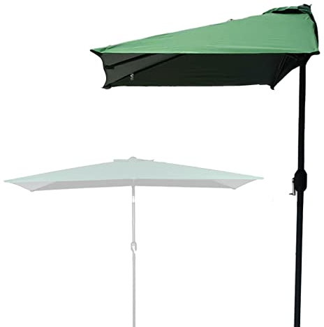 Demi-parasol rectangulaire de 2,5 m, parasol mural à 5 baleines, pour balcon, porche ou terrasse, vert