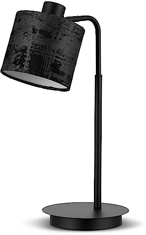 REV Tischlampe - Tischleuchte im angesagten Vintage-Look, ideal als Schreibtisch- oder Nachttischlampe, Samt-Lampenschirm, E27 Fassung, schwarz