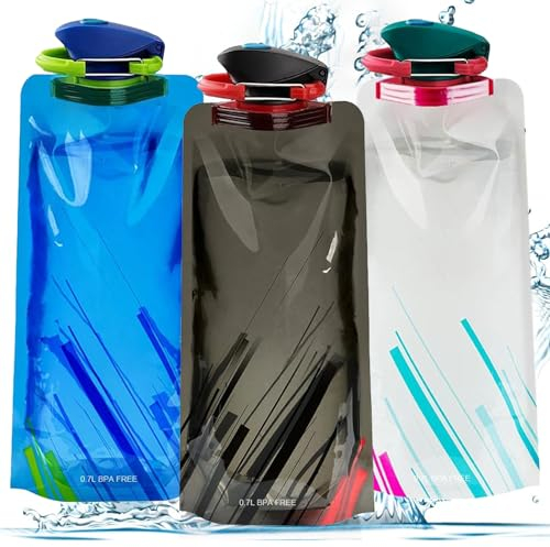 Sunshine smile Botella de Agua Plegable Conjunto,Botella Plana Plegable Reutilizable,Botella de Agua Potable Plegable Portátil,Botella Plegable,Botellas de Agua Plegables,Flexibles Plegables Botellas