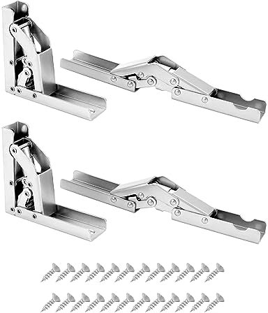QWORK® 4 Stück Regal Scharnier, klappscharnier 90/180 Grad, Versteckte Tischhalter Scharnier, mit Schraube, für Schranktüren
