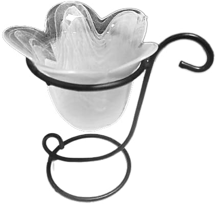 EURO ITALIA Vaso tulipano in vetro con supporto in metallo