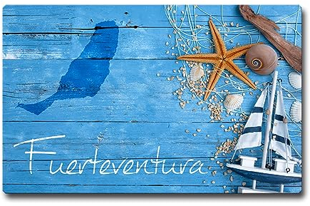 TRIOSK Kühlschrankmagnete Spanien Magnet Insel Fuerteventura Spruch Souvenir Geschenk Mediterran für Reiselustige Frauen Männer Weltenbummler Kühlschrank stark eckig groß 85x55 mm