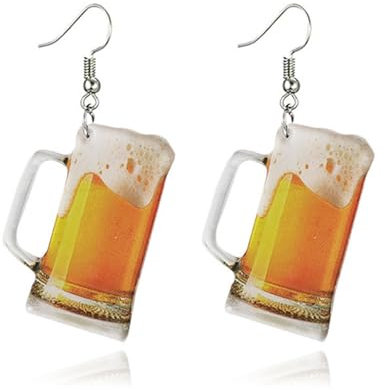Ohrringe für Damen, künstliche Bierflaschen-Ohrringe, Acryl, Tequila, Wodka, Weinflasche, Ohrringe, Rotweinglas, baumelnde Ohrringe, lustig, kreativ, Lebensmittelschmuck, Acryl