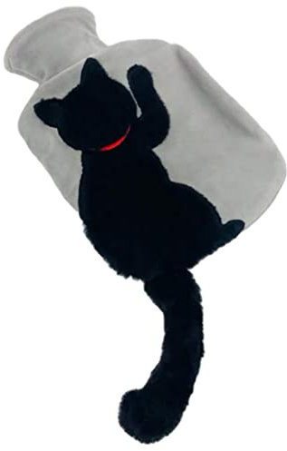 Hot Water Bottle PVC Hot Water Bag with Soft Cat Cover for Neck Shoulders Pain Relief Winter Small Hot Water Bottle