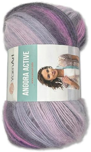 Frida's Wollhaus YarnArt 100 g Angora Active Stricken Garn Wolle Mohair Farbverlauf 14 Farben (847)