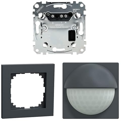 Bundle aus Merten MEG5161-0000 Unterputz Relais-Schalt Einsatz + Merten M-Pure Rahmen,Anthrazit,MEG4010-3614 + Merten - ARGUS 180 UP Sensor-Modul Für System M Bewegungsmelder, Anthrazit