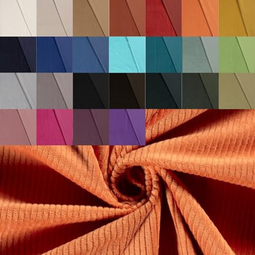 Breitcord Meterware - robuster Cordstoff - weicher Baumwollcord - dicker Rippenstoff - breit gerippt - fester Cord Baumwolle *ab 50 cm, Farbe: 036 orange