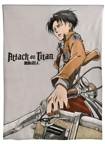 Elbenwald Attack on Titan Kuscheldecke mit Levi Ackermann Motiv - Stylische Tagesdecke für Anime Fans Herren Damen Unisex Mehrfarbig