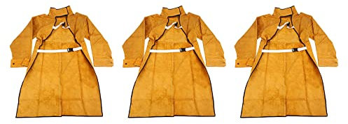 carrub 3X El 120cm Delantal de Soldadura Ropa Protectora de Soldador de Larga Ignífuga Partido Resistente Al Fuego