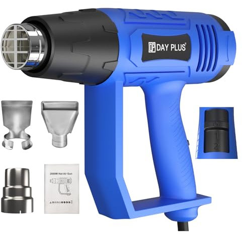 Heat Gun - 2000W - Heavy Duty Professional Hot Air Gun with 2 Temperature Modes 300℃ & 600℃ - Overload Protection - Ideal for Stripping Paints, Soldering Pipes, Shrinking PVC - Includes 3 Nozzles