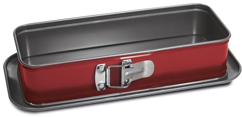 Guardini Rossana 2.0 - Molde desmontable para Plumcake con antigoteo, con revestimiento antiadherente de doble capa, de acero, 30 x 11 x 7 cm, rojo y gris