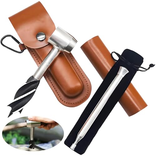 Trapano A Coclea Manuale Legno,CHmiss Trivella Per Legno Strumento,Chiave Per Coclea In Legno Manuale,Trivella A Mano Per La Lavorazione Del Legno,Con Tubo Di Combustione,Per Campeggio,Esterni,Bushcra