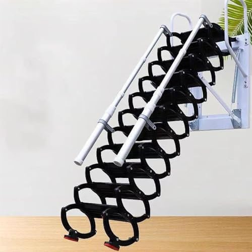 Attic Ladder Pull Down System 12 Steps Attic Stairs Quick And Easy To Install Wall-Mounted, Strong And Durable Attic Ladders for Attics Basements