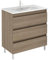 EstiloBaño - Boreal | Conjunto Mueble de Baño con 3 Cajones + Lavabo | Disponible 60-80 + Blanco - Nogal 【Ancho 80】 【Nogal】
