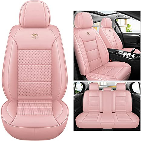 Karstry Autositzbezüge komplettes Set Universal in Stylish Design, Schonbezüge für Vordersitze und Rückbank, Auto Sitzbezüge Airbag Kompatibel, Premium Wasserdicht Sitzbezug, Rosa