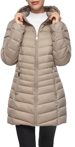 Rokka&Rolla Women's Packable Lightweight Water-Resistant Long Puffer Jacket
