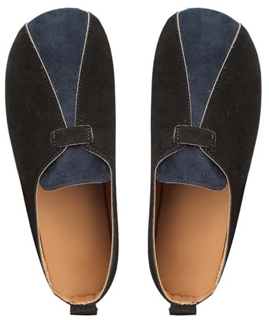 Chaussures plates décontractées pour femme – Chaussures bateau tendance avec texture antidérapante, chaussures de travail de bureau, sans lacets, grande taille, amples et confortables., Noir , 43 EU