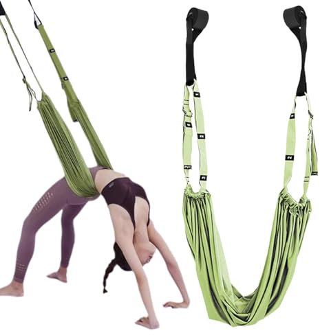 Aerial-Yoga-Seil gegen Rückenschmerzen, 2024 Neu Yogagurt Pilates Zubehör, Yogagurt Beinstretcher Stretching Band Dehnungsband für Yoga Ballett Pilates Gymnastik Flexibilität (Grün)