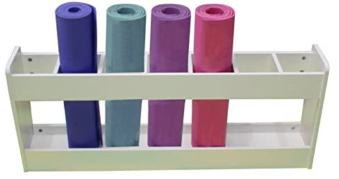 Golf Bag Stand Rack Large Yoga Mat Storage Rack-7 Grids,Wooden Display Stand for Foam Rollers Scrolling,Fitness Class Home Gym