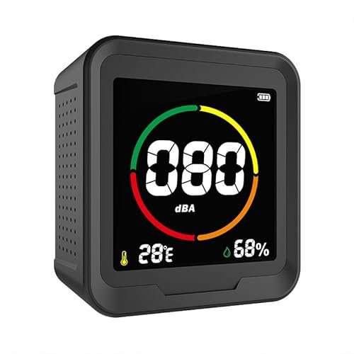 LSENLTY Sound Level Meter for Home, Schallpegelmesser mit 30-110 dB Bereich und LED-Anzeige für Lärm, Temperatur und Luftfeuchtigkeit, Schall-Dezibel-Messgerät für Zuhause