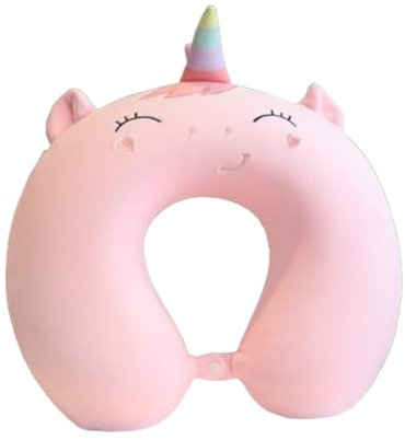 champracer Nackenkissen, Cartoon Tier Reisekissen Memory Foam Nackenkissen Nackenstütze, Niedlich Kinder Nackenkissen Erwachsene U-Geformte Nackenstützkissen für Reisen (Einhorn,30x30 cm)