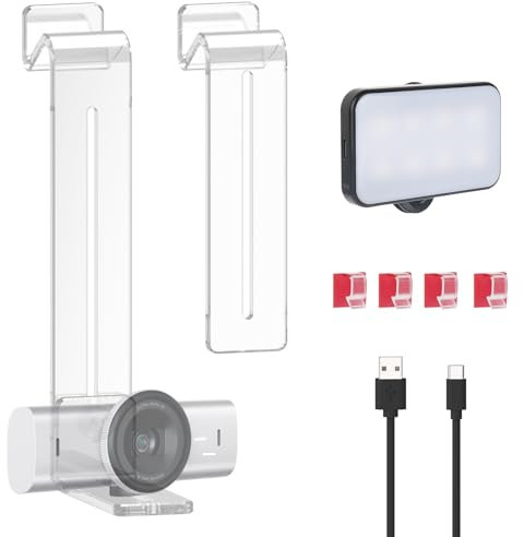 TOCCOOL Center Screen/Middle Screen Webcam Mount with Video Conference Light, Position Webcam Anywhere on Monitor, Laptop Screen, Compatible with Logitech MX Brio, C920x, C922, C930 Webcams