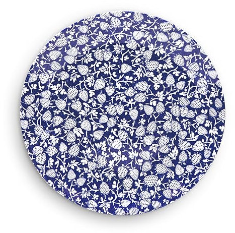 Wade WA967025BLU Eton Dinner Plate with Blue Strawberry Design, Crafted from Earthenware, UK Designed Heritage Dinnerware, Made in Stoke-on-Trent, 28cm, Blue