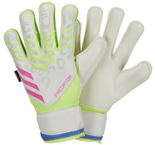 adidas Uni Predator Match Fingersave Goalkeeper Handschuhe, Weiß/Lupe/Lucnk, 44 EU