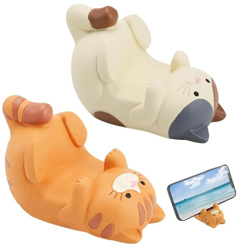 Wuzdy 2 Stück Funny Cat Holder Katze Süßer Tier-Handyhalter Handyhalter Tisch Katze Katzen Handy Ständer Universal-Handyhalter Telefonhalter Handyhalter Handy-Ständer Smartphone StäNder Katze Büro