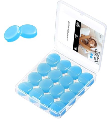 Ohrstöpsel, 16 Stück Ohrstöpsel zum Schlafen, geräuschunterdrückende Ohrstöpsel, formbare Silikon-Ohrstöpsel zum Schlafen, Schwimmen, Lernen, Reisen (blau)