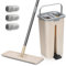 MASTERTOP Wischmopp Set mit Eimer, Bodenwischer mit Edelstahlgriff und 3 Moppkopf, 2 in 1 Putzeimer Set mit Wischmopp, Flachmopp Wischer mit Auswringfunktion für Hartholz Laminat Fliesen(Beige)