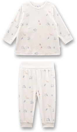 Sanetta Mädchen-Schlafanzug Off-White Birds aus Nicki | Nachhaltiger und bequemer Schlafanzug aus Nicki für Mädchen.