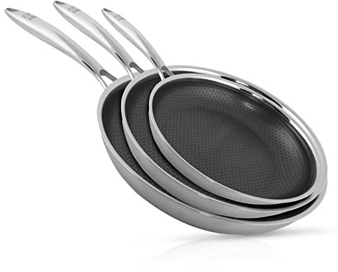 FIXLINE® Premium Bratpfannen Set Ø28/24/20cm - alle Herdarten inkl. Induktion - Kratzfeste Antihaftbeschichtung - Backofen bis 230℃ - Allrounder Set