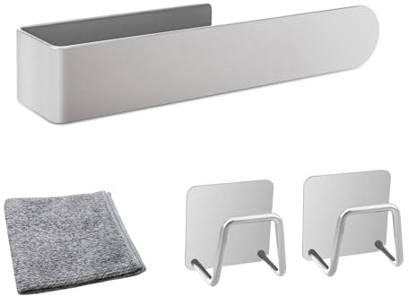 Soporte para paños de cocina sin taladrar, soporte para paños de cocina de acero inoxidable para paños de cocina, soporte para trapos, fregadero autoadhesivo con 2 soportes de esponja, organizador de