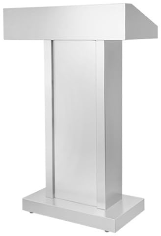 WOTZOV Podiumständer Stabiles tragbares Rednerpult Podiumständer Tragbares und ästhetisch ansprechendes Pult Abschließbare Schubladen weniger Stahl Höhe 43,3 Zoll Geeignet,Weiß