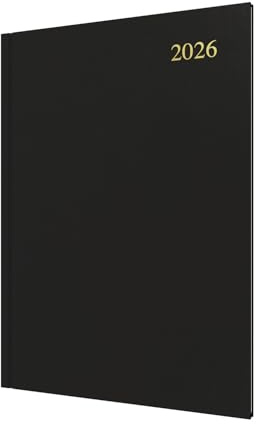 Collins - Essential - 2026 12 Month Calendar Year Planner, Week-To-View Diary, A4 Hard Cover - Black (ESSA43.99-26)