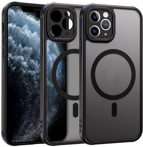 ZYIMOU für iPhone 11 Pro Hülle Kompatibel mit MagSafe, Handyhülle Magnetisch für iPhone 11 Pro kameraschutz Rückseite Dünn Stoßfest Schutzhülle (Schwarz)