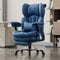 Efomao Desk Office Chair, X-Embroidery Big and Tall PU Leather Home Chair, Adjustable High Back Computer Gaming Chair, 200kg Swivel Executive Office Chair with Footrest and Lumbar Support, BLUE