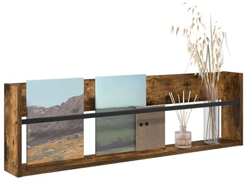 vidaXL Magazinregal Geräucherte Eiche 100 x 12 x 30 cm Holzwerkstoff, Wohnzimmer Organizer, rechteckiger Wandregal, modernes Design, platzsparender Zeitungshalter