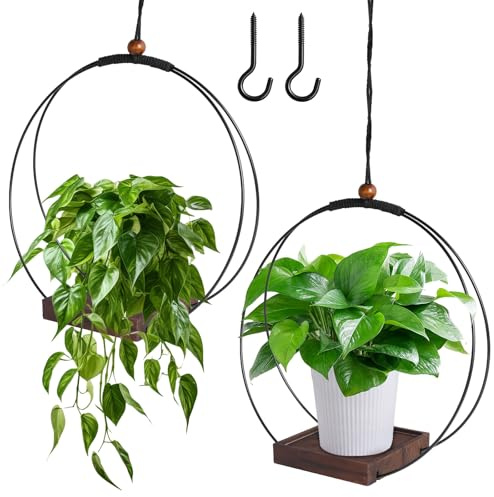 2 Pezzi Vasi Sospesi per Piante, Portavasi da Appendere, Sospese Portafiori Corda, Porta vasi da interno Appesi Macrame Plant Hanger, Macrame Gancio per Appendere Incluso