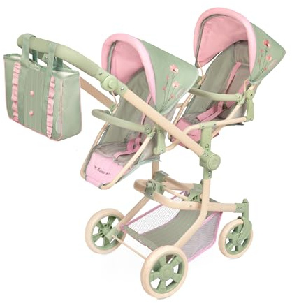 Puppenwagen Zwillingswagen Multipositions Klappbar mit Tasche Botanic DeCuevas 90868