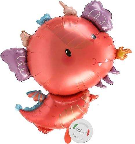 balloa Folienballon Drache, XXL Drachen Deko Kindergeburtstag, 72 cm | Drache im Fantasy Design, XXL Tierform, heliumgeeignet, ungefüllt, Deko für Kindergeburtstag und Drachenparty