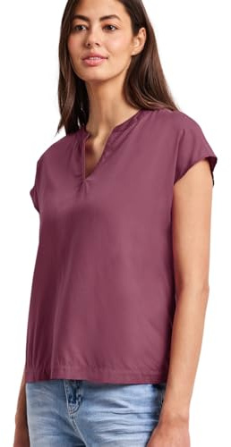 Street One Blusenshirt in Unifarbe mit Split Neck