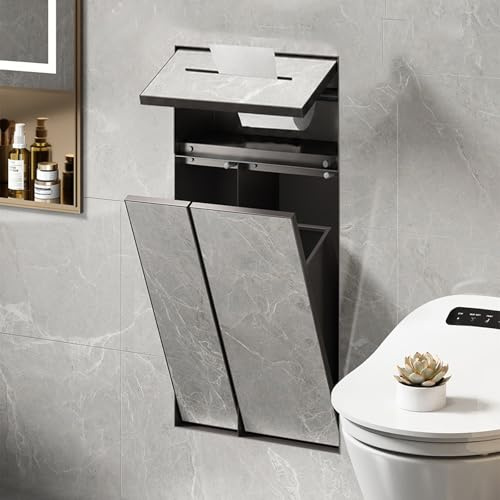 Toilettenpapierhalter Unterputz Wandnische Schwarze Dusch Wandnische Zum Einbau Mit Magnettür & Toilettenpapierhalter, Wasserdichter Verdeckter Einbau Mülleimer Für Bad- & Küchen Renovierungen